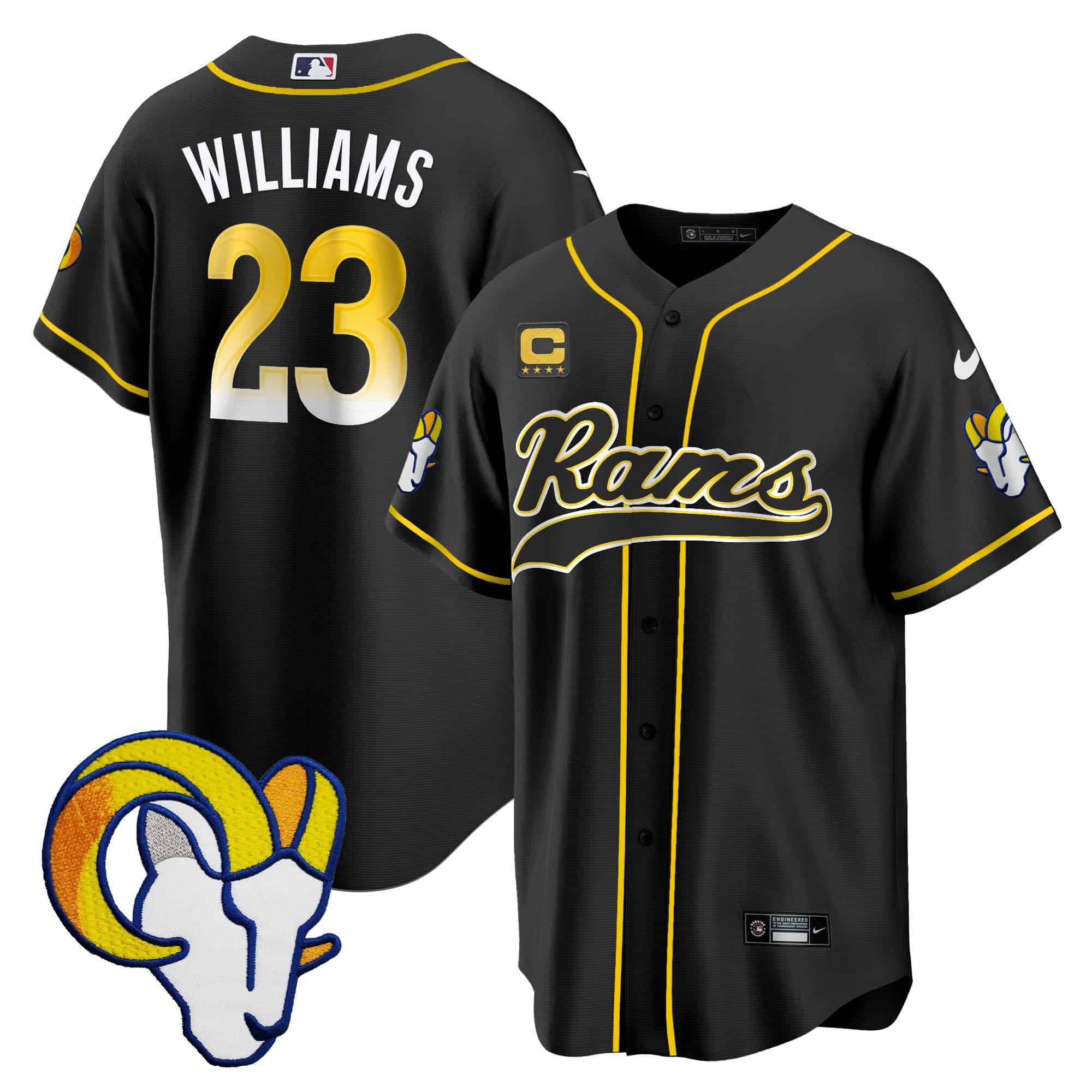 Men Los Angeles Rams #23 Williams Black 2024 Nike Baseball NFL Jersey style 1